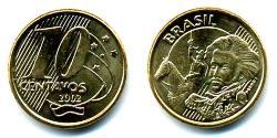 10 Centavo Brésil Acier/Laiton 