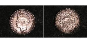 10 Centavo Porto Rico Argent Alfonso XIII of Spain (1886 - 1941)