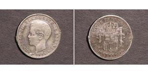10 Centavo Porto Rico Argent Alfonso XIII of Spain (1886 - 1941)