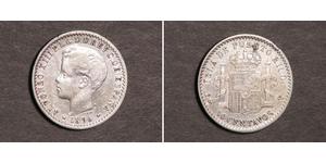 10 Centavo Porto Rico Argent Alfonso XIII of Spain (1886 - 1941)