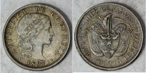 10 Centavo Republique de Colombie (1886 - ) Argent 