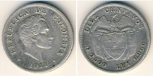 10 Centavo Colombia (1886 - ) Argento 