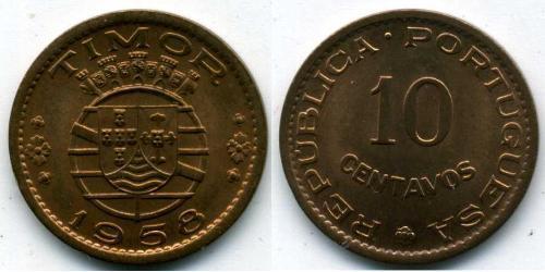 10 Centavo Timor Oriental (1702 - 1975) Bronce 