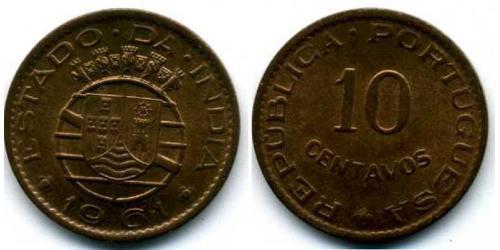10 Centavo Portugiesisch-Indien (1510-1961) Bronze 