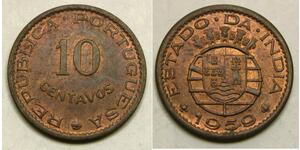 10 Centavo Portuguese India (1510-1961) Bronze 