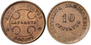 10 Centavo Republica de Colombia (1886 - ) Cobre 
