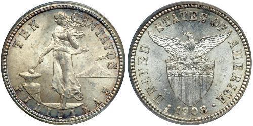 10 Centavo Filipinas Plata 