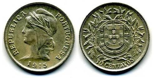 10 Centavo Primera República Portuguesa (1910 - 1926) Plata 