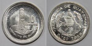10 Centavo República de Guatemala (1838 - ) Silber 