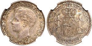 10 Centavo Puerto Rico (1898 - ) Silver Alfonso XIII of Spain (1886 - 1941)