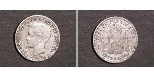 10 Centavo Puerto Rico (1898 - ) Silver Alfonso XIII of Spain (1886 - 1941)