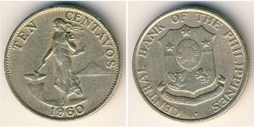 10 Centavo Filippine Tin/Rame/Zinco 