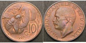 10 Centesimo Kingdom of Italy (1861-1946) Copper Victor Emmanuel III of Italy (1869 - 1947)