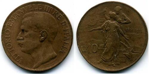 10 Centesimo Kingdom of Italy (1861-1946) Copper Victor Emmanuel III of Italy (1869 - 1947)
