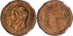 10 Centesimo Kingdom of Italy (1861-1946) Kupfer Victor Emmanuel II of Italy (1820 - 1878)