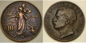 10 Centesimo Kingdom of Italy (1861-1946) Kupfer Viktor Emanuel III. (Italien) (1869 - 1947)