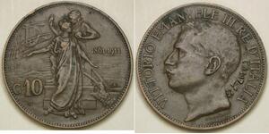 10 Centesimo Kingdom of Italy (1861-1946) Kupfer Viktor Emanuel III. (Italien) (1869 - 1947)