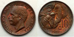 10 Centesimo Kingdom of Italy (1861-1946) Kupfer Viktor Emanuel III. (Italien) (1869 - 1947)