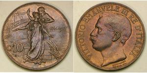 10 Centesimo Kingdom of Italy (1861-1946) Kupfer Viktor Emanuel III. (Italien) (1869 - 1947)