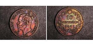 10 Centesimo Kingdom of Italy (1861-1946) Kupfer Victor Emmanuel II of Italy (1820 - 1878)