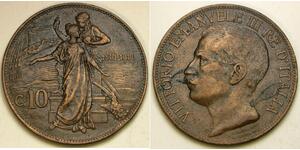 10 Centesimo Kingdom of Italy (1861-1946) Kupfer Viktor Emanuel III. (Italien) (1869 - 1947)
