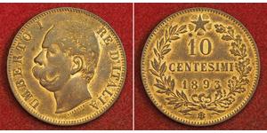 10 Centesimo Kingdom of Italy (1861-1946) Rame Umberto I (1844-1900)
