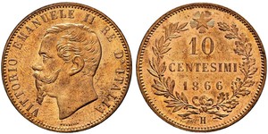 10 Centesimo Kingdom of Italy (1861-1946) Rame Victor Emmanuel II of Italy (1820 - 1878)