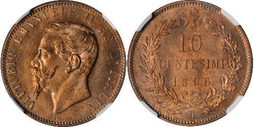 10 Centesimo Kingdom of Italy (1861-1946) Rame Victor Emmanuel II of Italy (1820 - 1878)