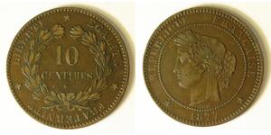 10 Centime Troisième République (1870-1940)  Bronze 