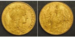 10 Centime Terza Repubblica francese (1870-1940)  Bronzo 