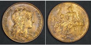 10 Centime Terza Repubblica francese (1870-1940)  Bronzo 