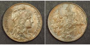 10 Centime Terza Repubblica francese (1870-1940)  Bronzo 