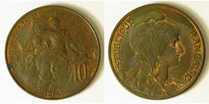 10 Centime Terza Repubblica francese (1870-1940)  Bronzo 