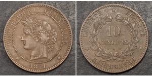 10 Centime Terza Repubblica francese (1870-1940)  Bronzo 