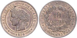 10 Centime Terza Repubblica francese (1870-1940)  Bronzo 