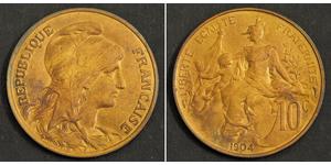 10 Centime Terza Repubblica francese (1870-1940)  Bronzo 