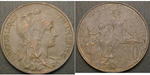 10 Centime Terza Repubblica francese (1870-1940)  Bronzo 