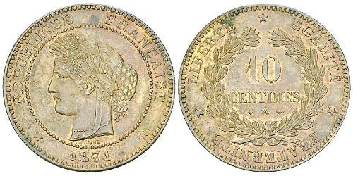 10 Centime Terza Repubblica francese (1870-1940)  Bronzo 