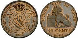 10 Centime Belgium Copper Leopold I of Belgium (1790-1865)