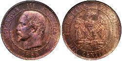 10 Centime Second French Empire (1852-1870) Copper Napoleon III (1808-1873)
