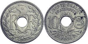 10 Centime Vichy France (1940-1944) / French Third Republic (1870-1940)  Copper/Nickel 
