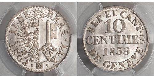 10 Centime Suiza Plata 