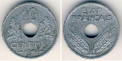 10 Centime Vichy France (1940-1944) Zinco 