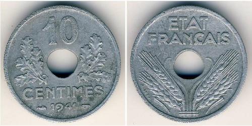 10 Centime Vichy France (1940-1944) Zinco 