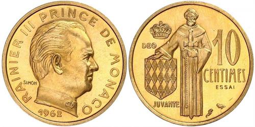 10 Centime Mónaco (1297 - )  Raniero III de Mónaco
