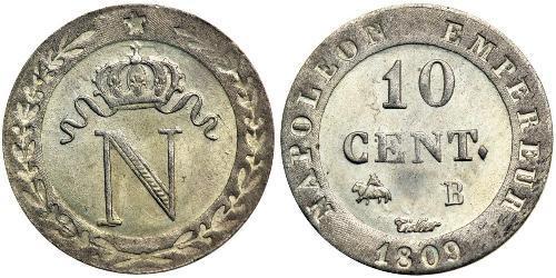 10 Centime 法兰西第一帝国 (1804 - 1814)  拿破仑一世(1769 - 1821)