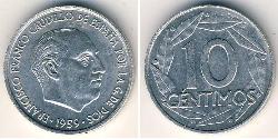 10 Centimo Dictadura de Francisco Franco (1936 - 1975) Aluminio Francisco Franco(1892 – 1975)