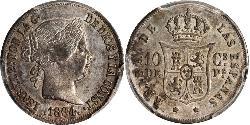 10 Centimo Filipinas Plata Isabella II of Spain (1830- 1904)