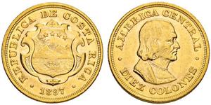 10 Colon Costa Rica (1821 - ) Or Christophe Colomb (1451 - 1506)