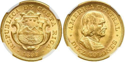 10 Colon Costa Rica (1821 - ) Or Christophe Colomb (1451 - 1506)